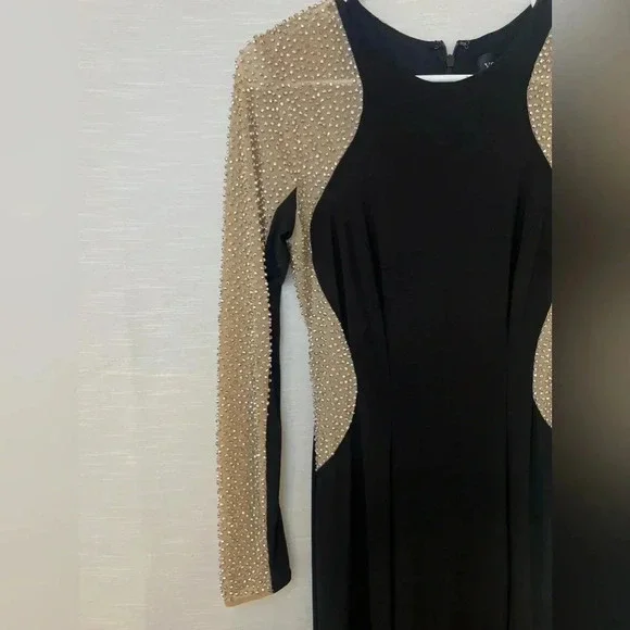 XSCAPE GEORGIA LONG BEADED SLEEVE STRETCH KNIT GOWN - Picture 5 of 13